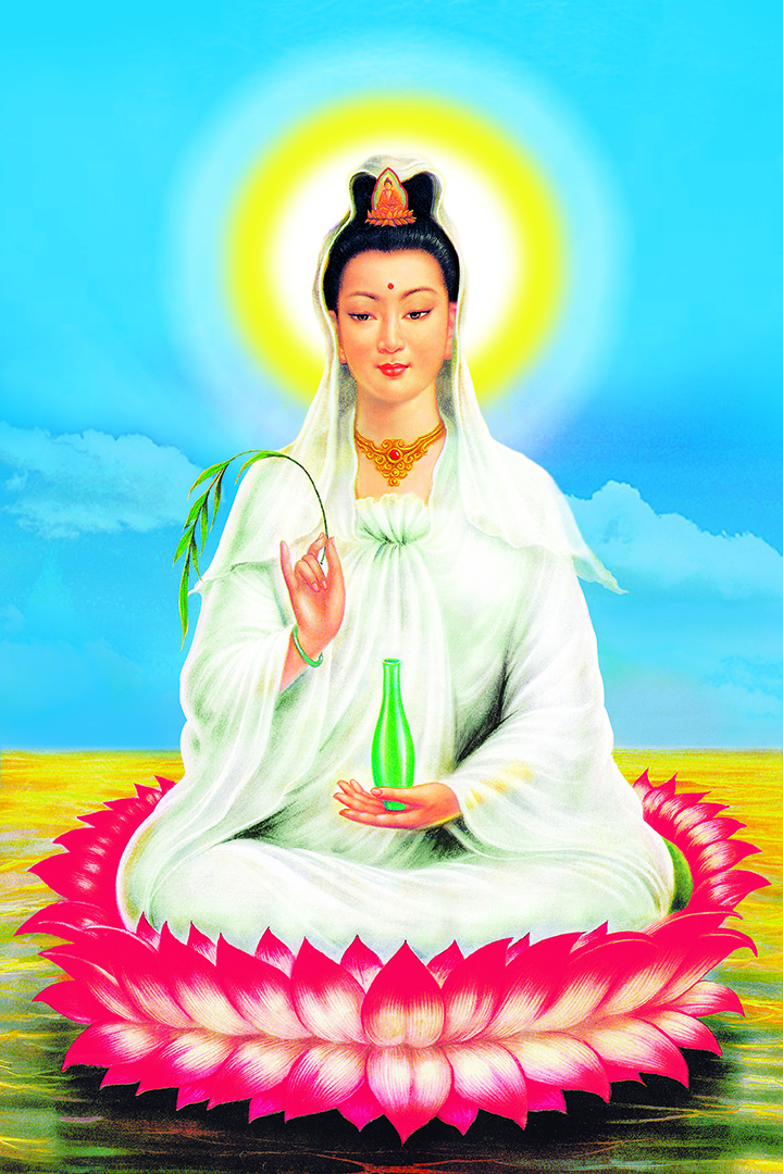 Quan Thế Âm Bồ Tát: Quan Thế Âm Bồ Tát là một vị thần của đạo Phật, được tôn thờ rộng rãi ở nhiều quốc gia châu Á. Ảnh của Thế Âm Bồ Tát thường được thể hiện bằng nhiều tác phẩm nghệ thuật, mang đến một không gian thanh tịnh và tâm linh cho người xem.